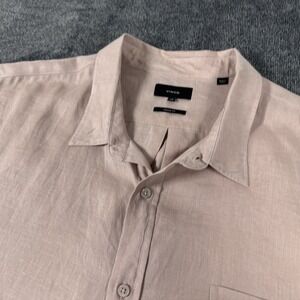 Vince Men's XXL‎ 100% Linen Short Sleeve Button Up Shirt Pink